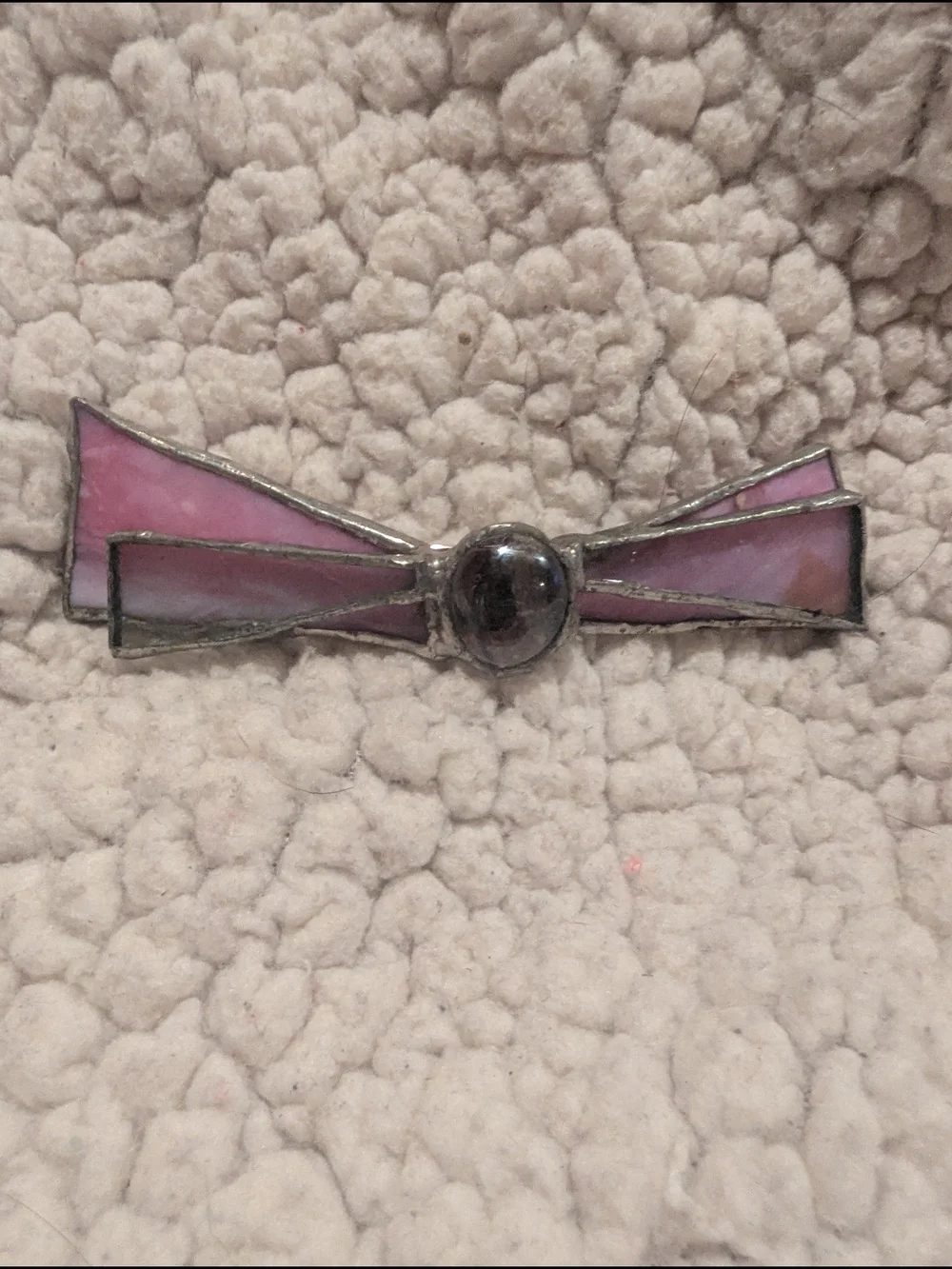 Handcrafted Set Of Two Stained Glass Bow Barrette - Pink & Green Options